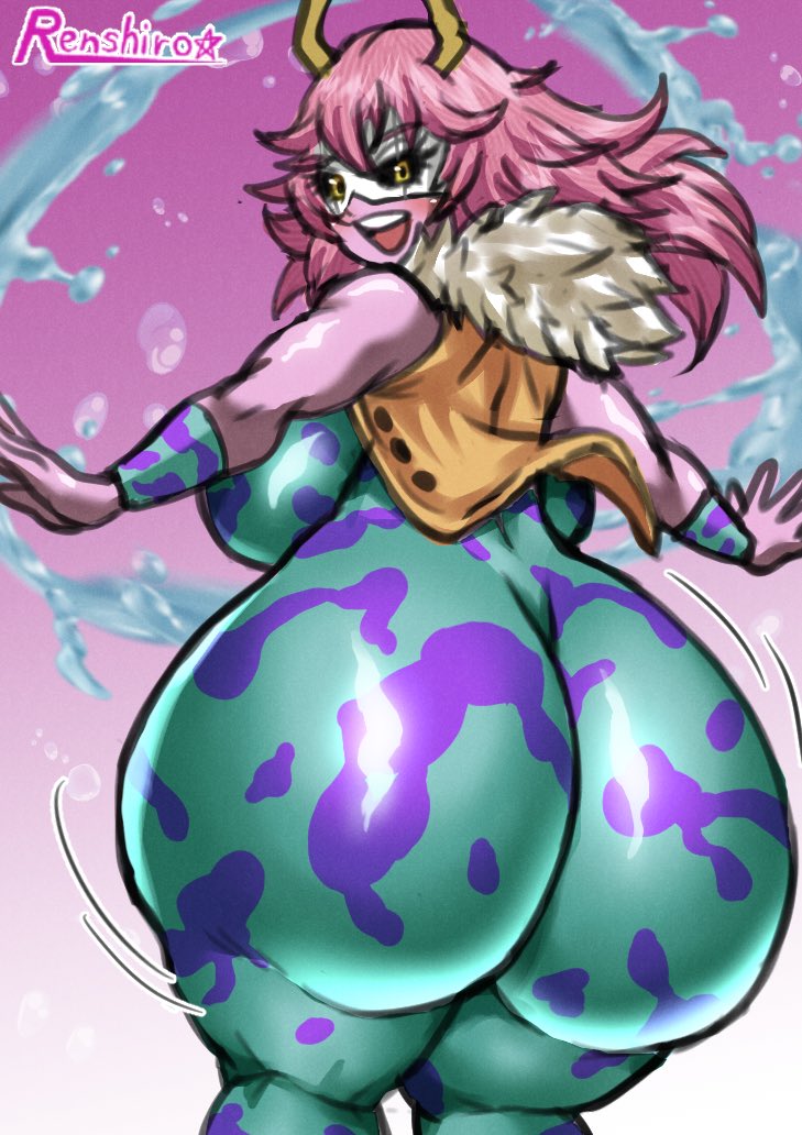 1girls, adult mina, ashido mina, ass, ass focus, big ass, big breasts, big butt, big thighs, black sclera, bodysuit, boku no hero academia, breasts, bubble butt, eyelashes, fat ass, fat butt, female, female only, gigantic ass, gigantic butt, gigantic thighs, hero outfit (mha), horns, huge ass, huge breasts, huge butt, huge thighs, large ass, large breasts, large butt, large thighs, long hair, looking at viewer, looking back, looking back at viewer, mina ashido, mina ashido (hero outfit), mina ashido time-skip, my hero academia, my hero academia (finale), pink body, pink hair, pink lips, pink skin, post-timeskip, r0771, renshirou, renzaburo0771, shiny ass, shiny breasts, shiny butt, shiny skin, solo, solo female, superheroine, thick thighs, thighs, wide ass, wide hips, yellow eyes