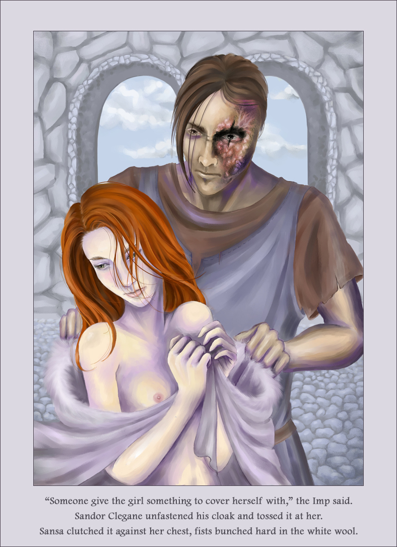 a_song_of_ice_and_fire red_hair sandor_clegane sansa_stark topless