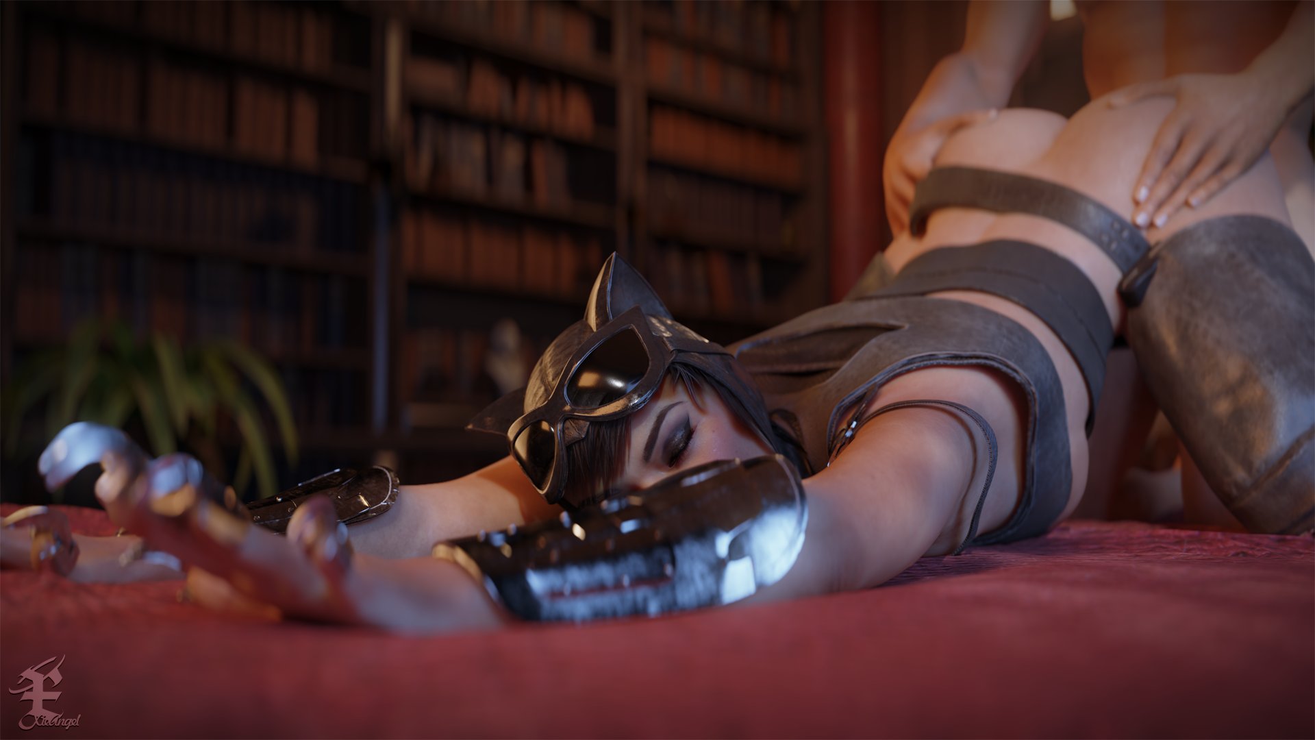 3d, abs, ass, ass up, batman (series), catwoman, catwoman (injustice), completely naked, completely nude, dc, dc comics, doggy style, eyes closed, female, injustice 2, male, nude, nude male, selina kyle, sex, straight, top heavy, xieangel