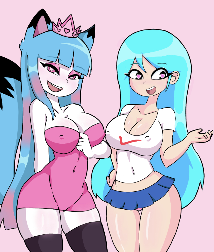 bad_outline bimbo blue_hair crafty-title289 fangirl fnf_mods fox friday_night_funkin long_hair melody melodythefoxprincess nipple_bulge not_my_oc oc ocxcanon original_sky_(friday_night_funkin) remake request sans_fangirl sky_(friday_night_funkin) tiktok