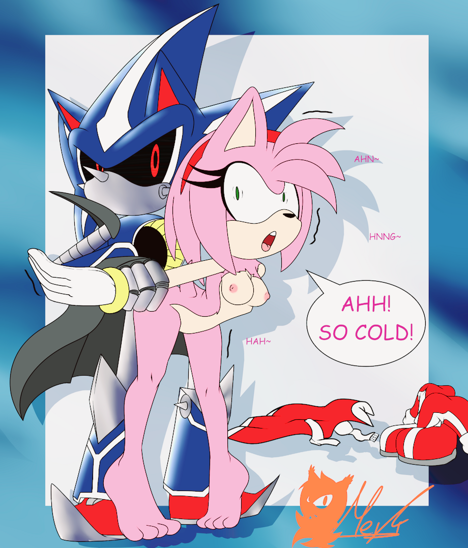 amy_rose furry metal_sonic meyk neo_metal_sonic pink_fur pink_hair robot_on_mobian sega small_breasts sonic_(series) sonic_the_hedgehog_(series)