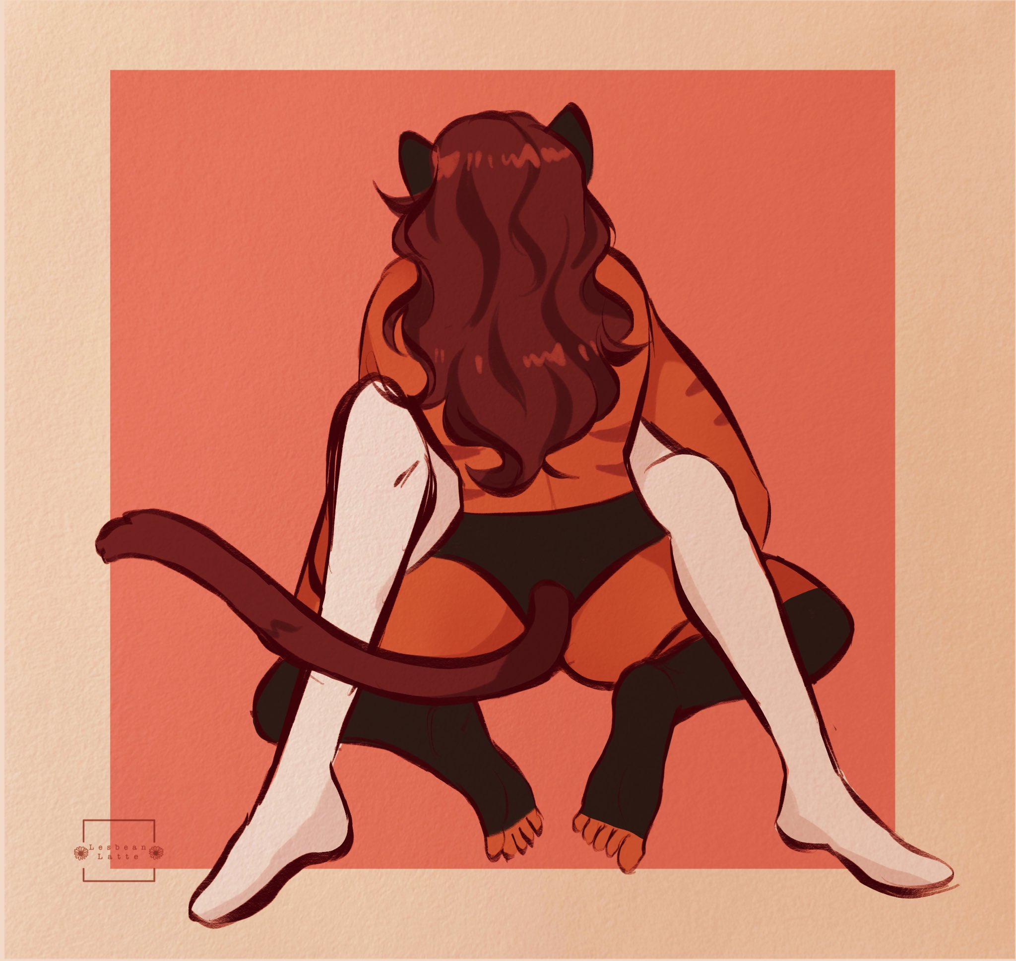 2girls, adora, ambiguous penetration, back, back view, black panties, brown hair, brown stockings, canon couple, cat ears, cat girl, cat tail, catgirl, catra, female, female focus, female only, female/female, lesbeanlatte, lesbian, lesbian sex, long hair, panties, sex, she-ra and the princesses of power, signature, stirrup socks, straight hair, tail, text, white stockings, yuri