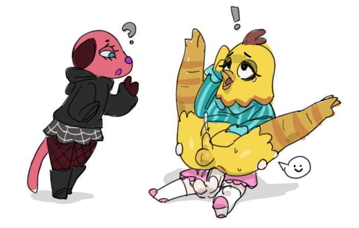 1girls 2boys anal animal_crossing avian being_watched bird canid canine canis cherry_(animal_crossing) chicken domestic_dog egbert_(animal_crossing) galliform gallus_(genus) genitals looking_at_another lostwisdom male male/male mammal nintendo penis phasianid sex sketch video_games