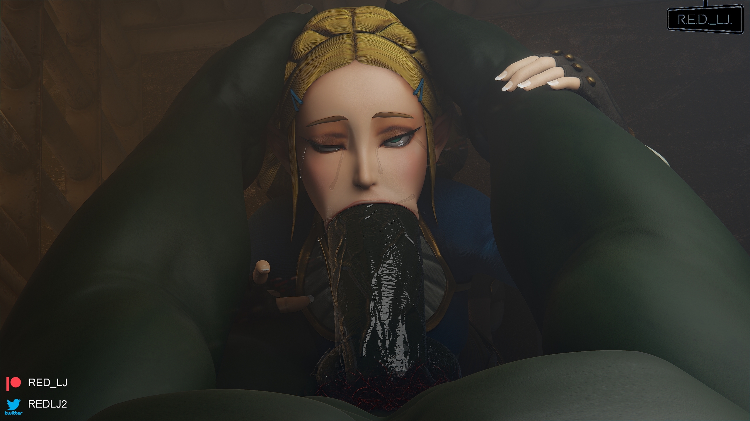 :>=, 1boy, 1girls, 3d, ahe gao, bimbo, blender (software), blonde hair, blue eyes, cock worship, dark skin, dark-skinned male, elf, fellatio, female, ganondorf, green skin, huge cock, light skin, light-skinned female, male, nintendo, oral, patreon username, penis, pov, pov eye contact, princess zelda, pubic hair, red lj, tears, tears of the kingdom, the legend of zelda, twitter username, unseen male face, yellow hair, zelda (tears of the kingdom)