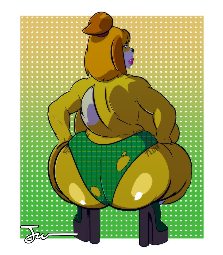 2021 animal_crossing anthro ass breasts isabelle_(animal_crossing) kingjaguar nintendo tagme wide_hips