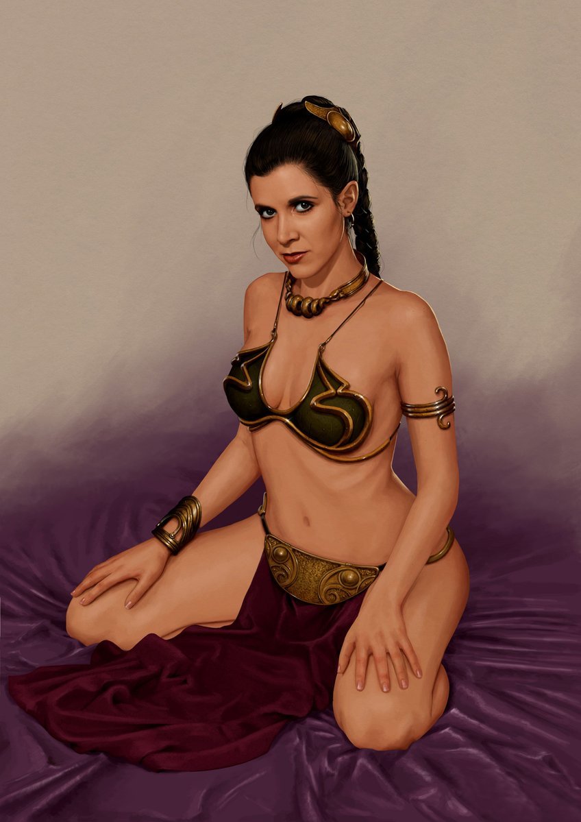 1girls, andrew jones, armlet, armwear, background, bare legs, bed, bed sheet, belly dancer, belly dancer outfit, bikini, bra, bracelet, braid, breasts, brown hair, cleavage, clothed, clothed female, clothing, collar, dancer, dancer outfit, dark hair, earrings, eyes, female, female only, femsub, french braid, fully clothed, hair, hair ornament, hands on legs, harem girl, harem outfit, human, human only, kneeling, legs, light skin, light-skinned female, lips, lipstick, loincloth, long hair, looking at viewer, medium breasts, metal bikini, midriff, navel, neckwear, on bed, open eyes, piercing, ponytail, princess leia organa, realistic, red lipstick, return of the jedi, ribs, sheets, slave, slave bikini, slave collar, slave girl, slave leia, slave outfit, small breasts, solo, star wars, submissive