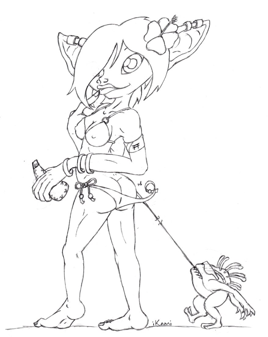 ass blizzard_entertainment dat_ass female goblin goblin_female ikami meme monochrome murloc traditional_media warcraft world_of_warcraft