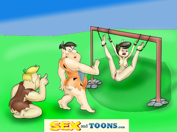 barney_rubble betty_rubble bondage female fred_flintstone hanna-barbera human male nipples pussy sex_and_toons straight_hair the_flintstones