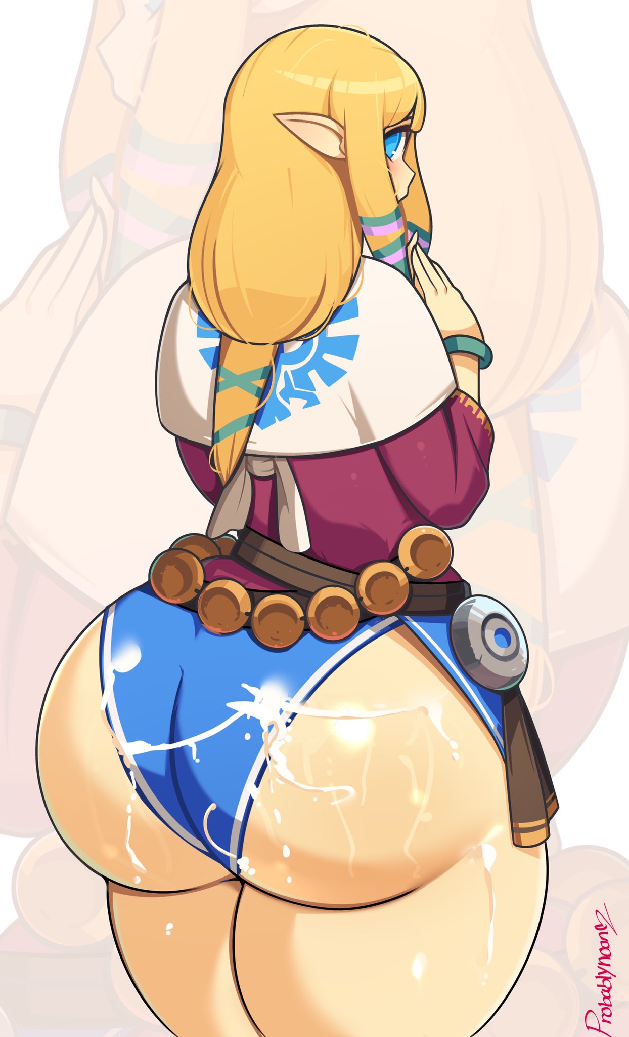 1girls ass ass_focus big_ass big_butt bimbo blonde_hair blue_eyes bracelet bubble_ass bubble_butt butt_crack cum cum_on_ass dat_ass dress fat_ass fat_butt female fully_clothed huge_ass hylian large_ass looking_back nintendo pale-skinned_female panties plump plump_ass pointed_ears pointy_ears ponytail princess_zelda probablynoon simple_background skyward_sword the_legend_of_zelda thick thick_ass tight_fit wide_hips zelda_(skyward_sword)