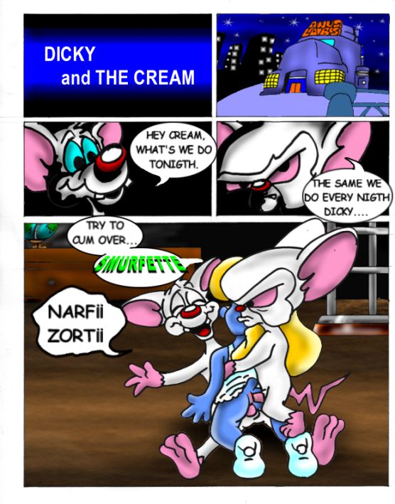 animaniacs anthro blue_skin pinky pinky_and_the_brain smurfette the_brain the_smurfs