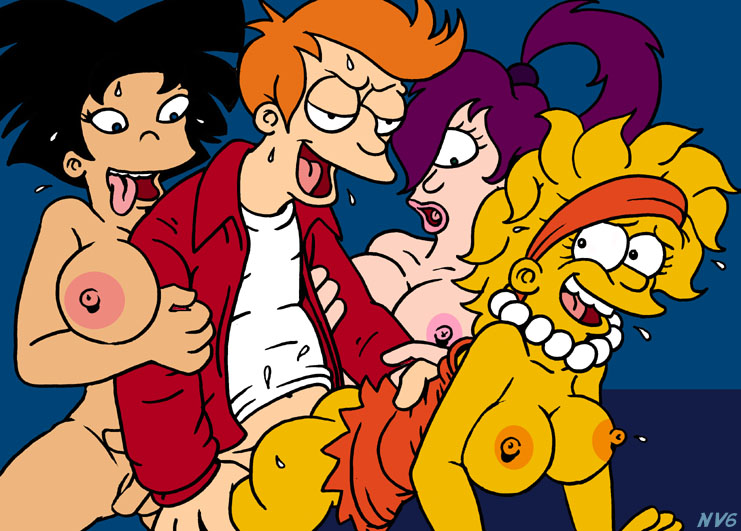 20th_century_fox 20th_century_studios aged_up all_fours amy_wong asian bent_over crossover doggy_style female fox_corporation from_behind futurama gracie_films harem human interracial lisa_simpson male nev philip_j_fry straight tagme the_simpsons turanga_leela yellow_body