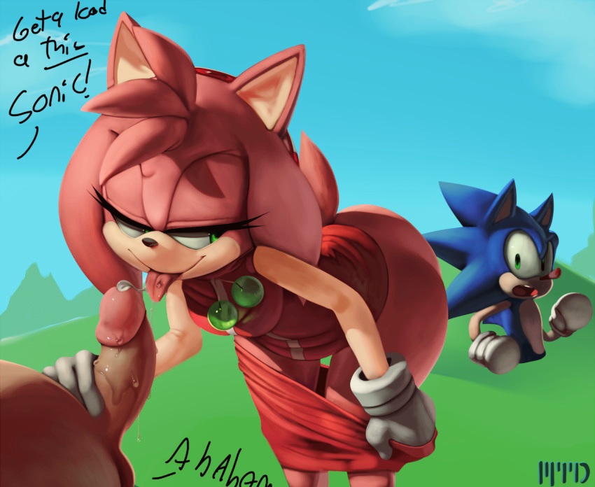 amy rose, cuckold, cum, female, furry, hedgehog, pink fur, pink hair, sonic (series)