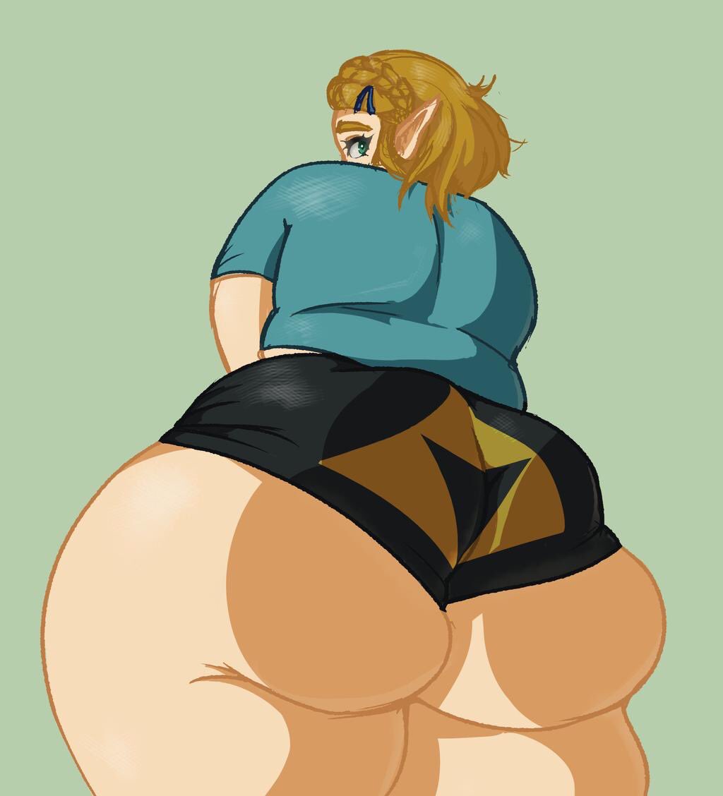 bbw big_ass breath_of_the_wild chubby chubby_female fat fat_ass huge_ass looking_at_viewer looking_back plump princess_zelda seatbeltdraws tears_of_the_kingdom the_legend_of_zelda thick_thighs tight_clothing zelda_(tears_of_the_kingdom)