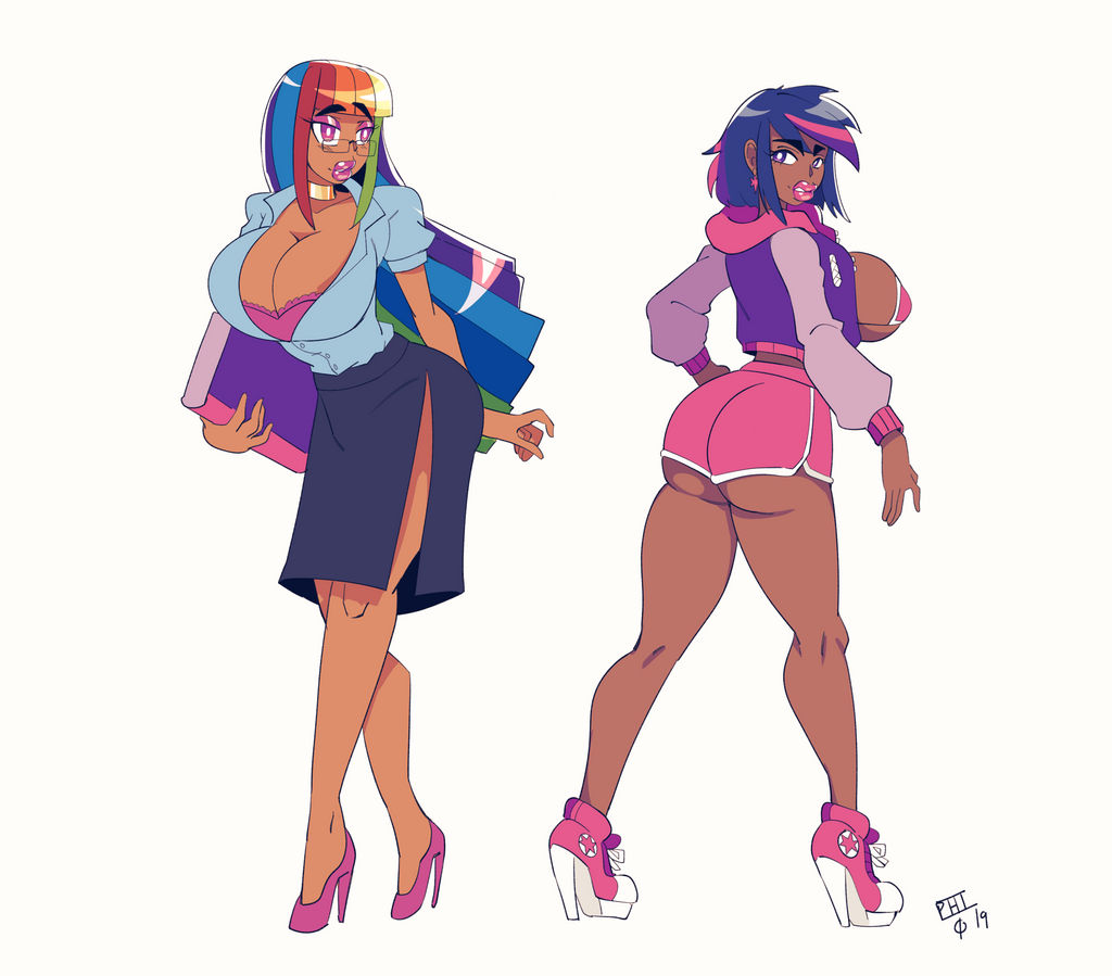 bimbo bimbophi dark-skinned_female high_heels huge_ass huge_breasts my_little_pony navel rainbow_dash_(mlp) sneaker_high_heels sparkle_(mlp) stiletto_heels thick_lips thick_thighs twilight_ very_high_heels wide_hips