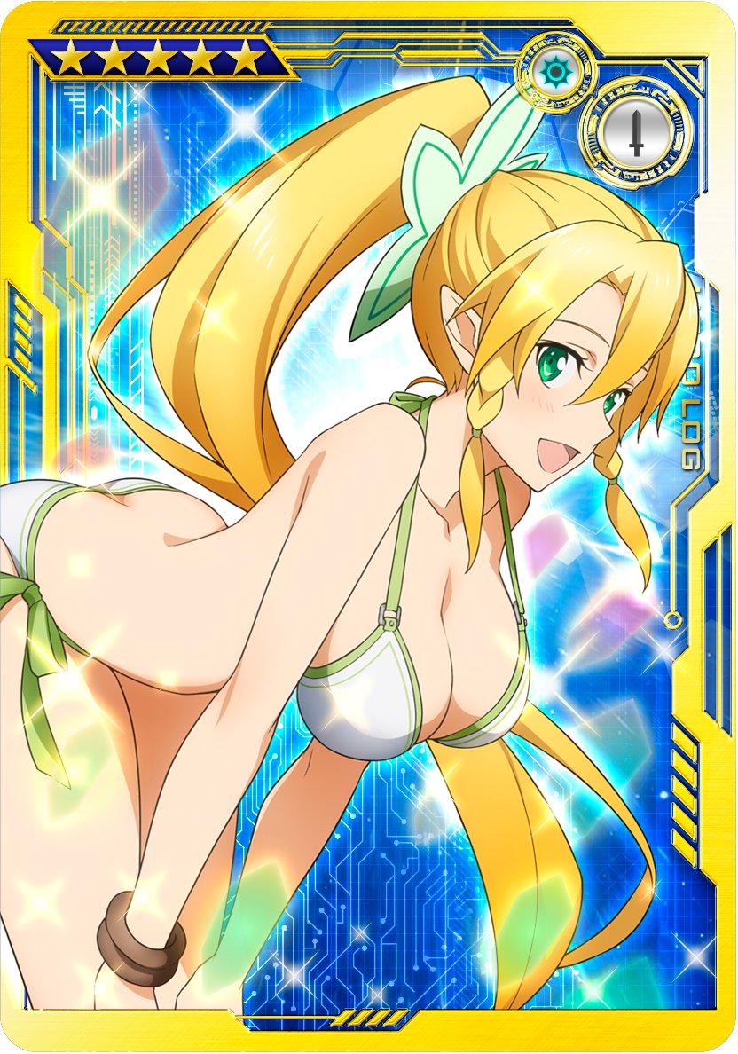 alfheim online, ass, big ass, big breasts, bikini, blonde hair, breasts, clothing, elf, female, goddess, green eyes, kirigaya suguha, leafa, solo, sword art online