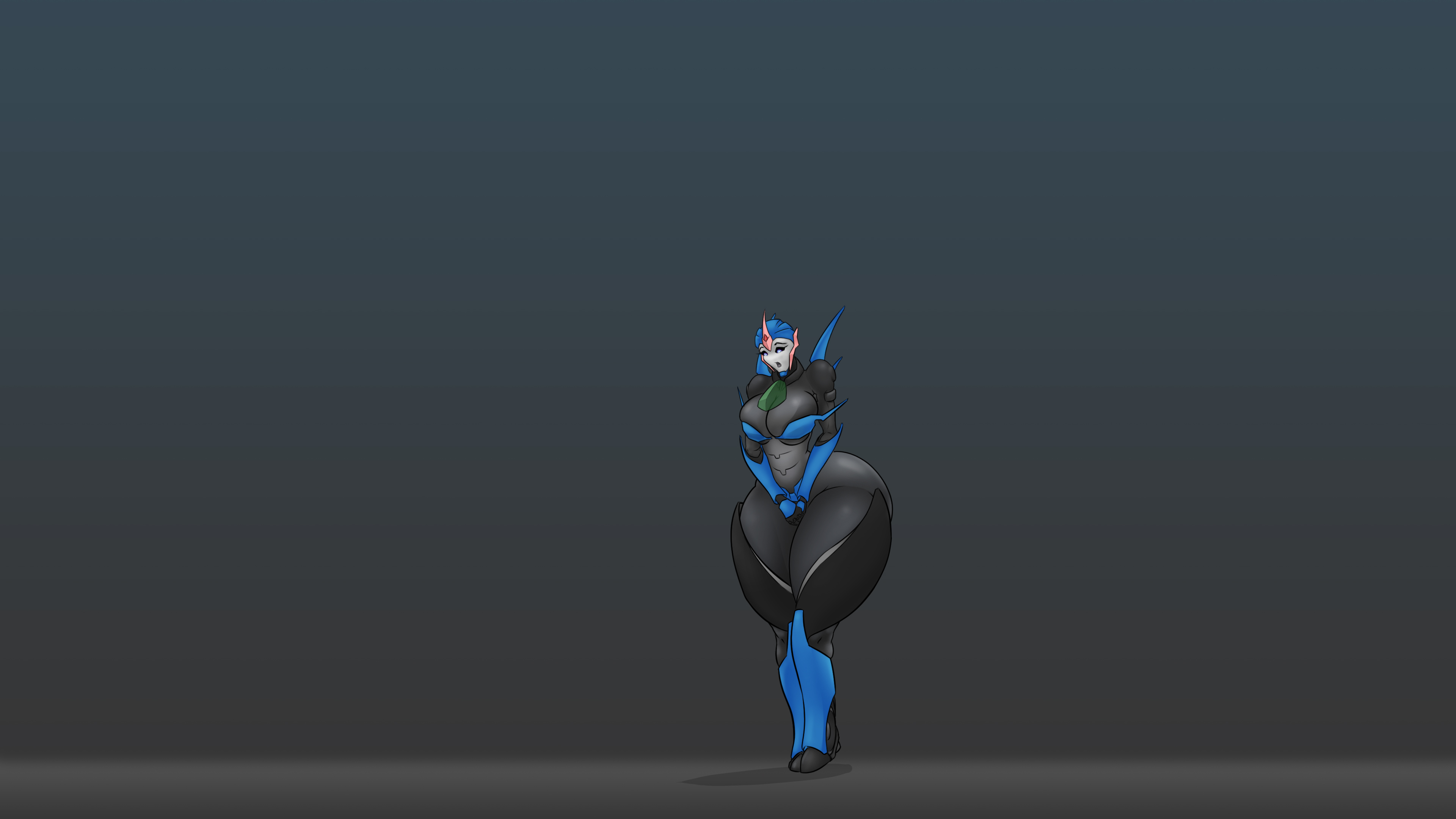 1girls, 2d, 2d (artwork), alternate breast size, alternate thigh size, arcee, arcee (prime), autobot, big breasts, breast expansion, breast growth, breast growth (enlargement), breasts, busty, cybertronian, expansion, female, female only, full body, growth, hasbro, hip expansion, huge breasts, humanoid, large breasts, looking at viewer, looking down, robot, robot girl, robot humanoid, shadow, shocked expression, simple background, solo, solo female, standing, takara tomy, thick thighs, thigh expansion, thighs, transformers, transformers prime, wide hips, zrtzert