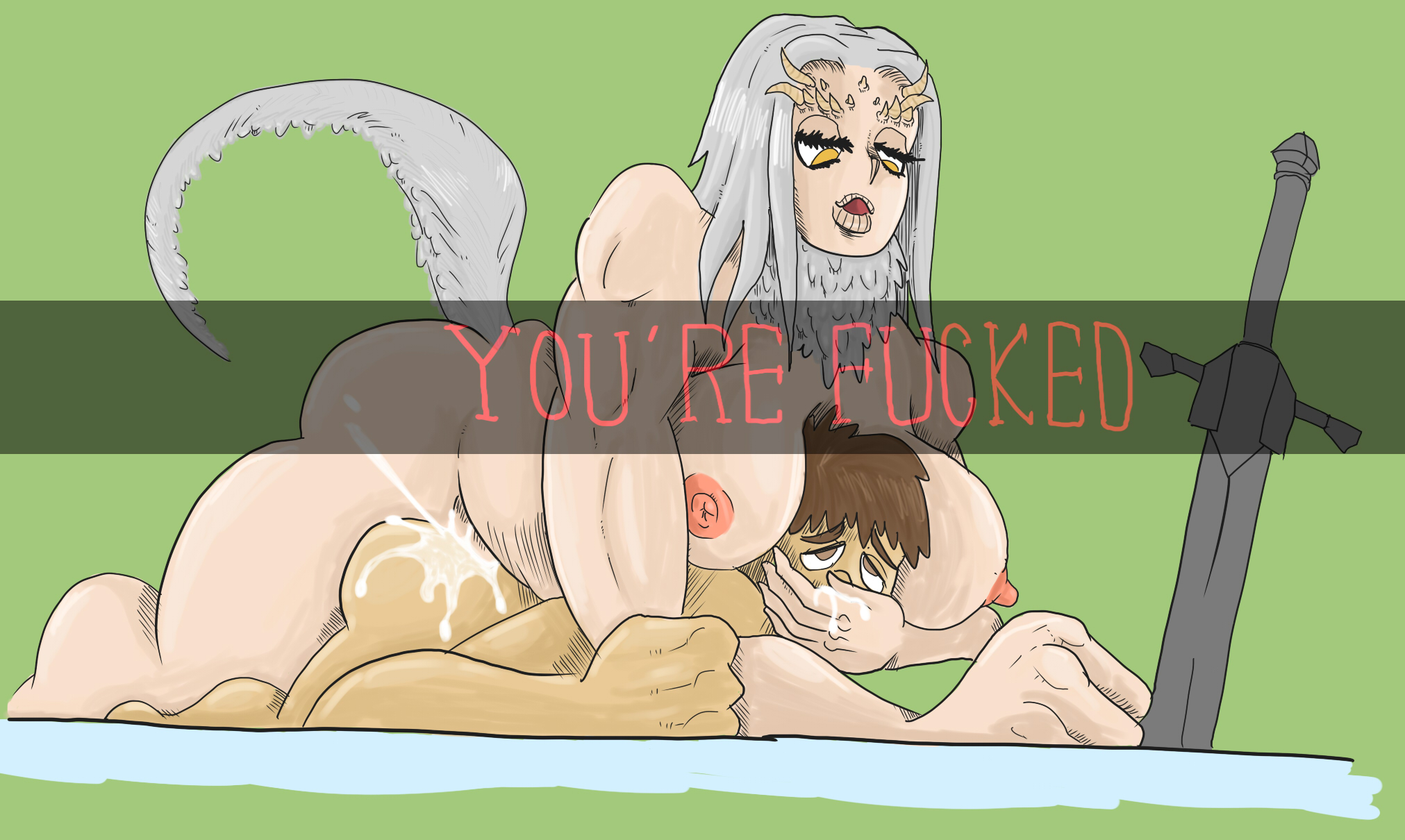 1boy, 1futa, anal, anal sex, big breasts, breasts, crossbreed priscilla, cum through, dark souls, duo, fluffy, fluffy tail, fromsoftware, futa is bigger, futa on male, futa penetrating male, futadom, futanari, game over, game over screen, gameplay mechanics, grubz34, human, intersex, light skin, light-skinned futa, light-skinned male, long hair, male, male penetrated, malesub, nude, nude futa, nude male, on stomach, pale skin, penetration, penis, restrained, self upload, sex, sword, tail, video games