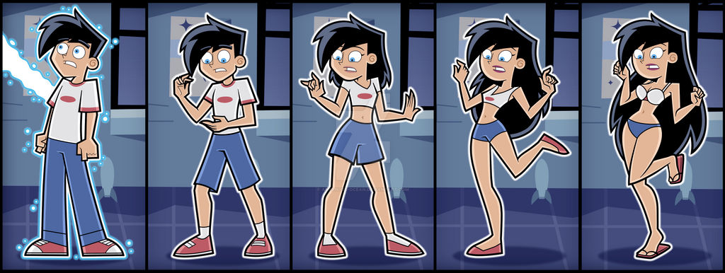 1boy, 1girls, amethyst-ocean, ass, ass expansion, breast expansion, breast growth, breast growth (enlargement), breasts, danny fenton, danny phantom, female, feminization, gender transformation, hair growth, large ass, large breasts, lip expansion, male, male to female, mtf transformation, navel, rule 63, thick thighs, thigh expansion, transformation, transformation sequence, wide hips