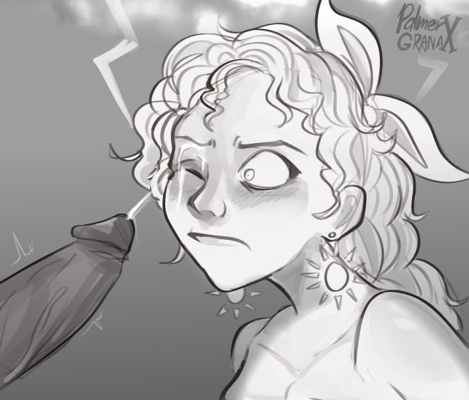 1boy, 1girls, blush, cum, cum on eye, cum on face, disembodied penis, disney, ejaculation, encanto, facial, female, latina, male, monochrome, one eye closed, palmergranate, partial male, penis, pepa madrigal