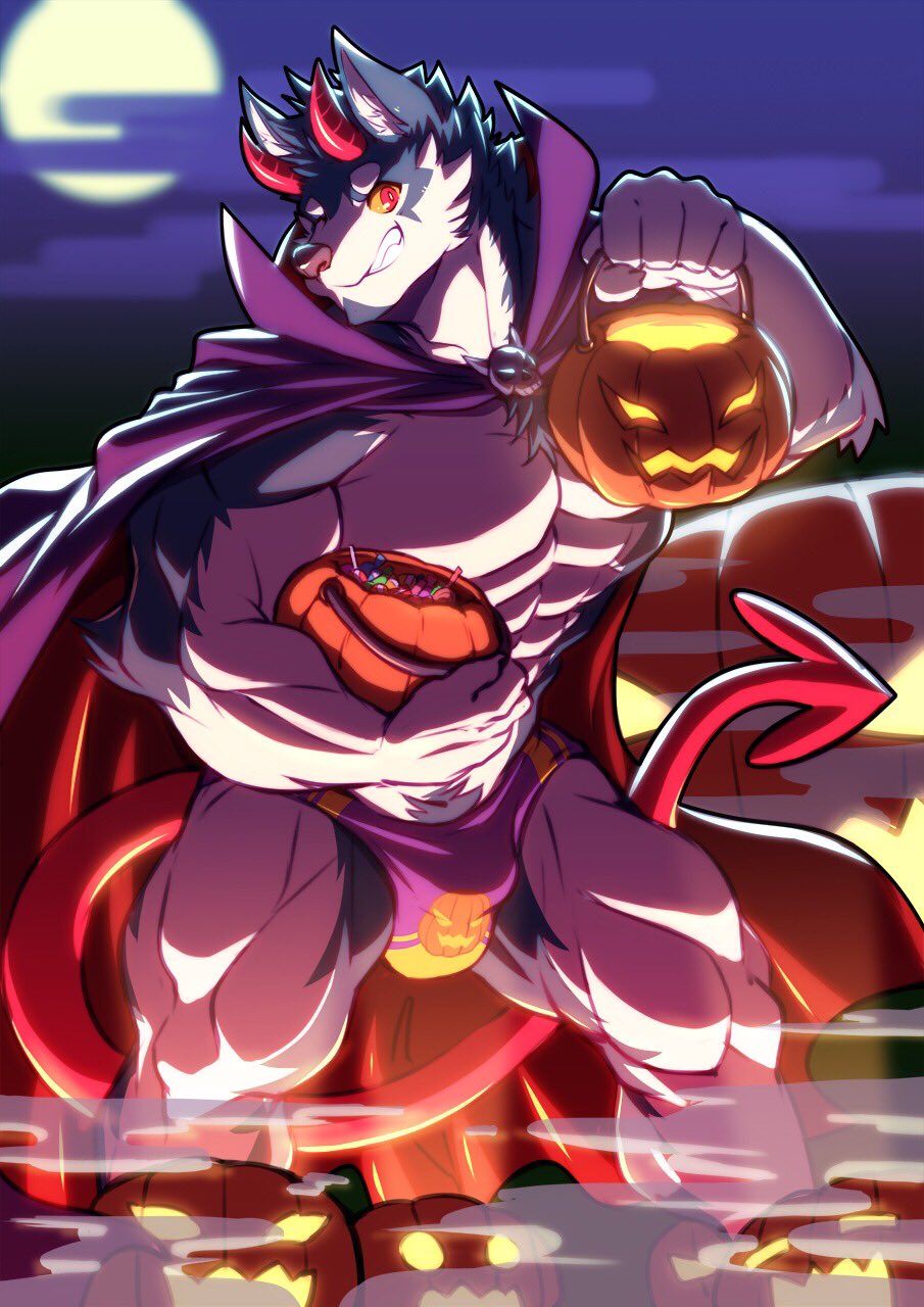 abs biceps bodybuilder furry furry_only halloween halloween_costume huskie male male_focus male_only muscle muscles muscular muscular_arms muscular_ass muscular_back muscular_legs muscular_male muscular_thighs nipples orzero pecs veins