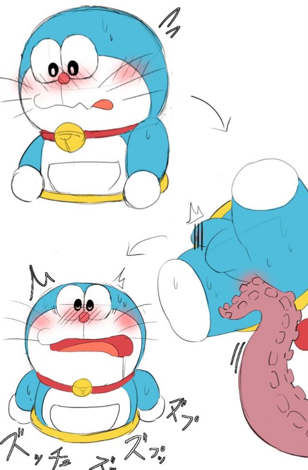 adorable anus_lick ashamed balls blue_body blue_skin blush blush cute cute_face doraemon doraemon_(character) feet feline feline jingle_bell licking licking_anus licking_ass male male_only multimuti nervous nervous_face open_mouth penis red_collar red_nose red_tail robot robot_cat tentacle testicles white_feet white_hands