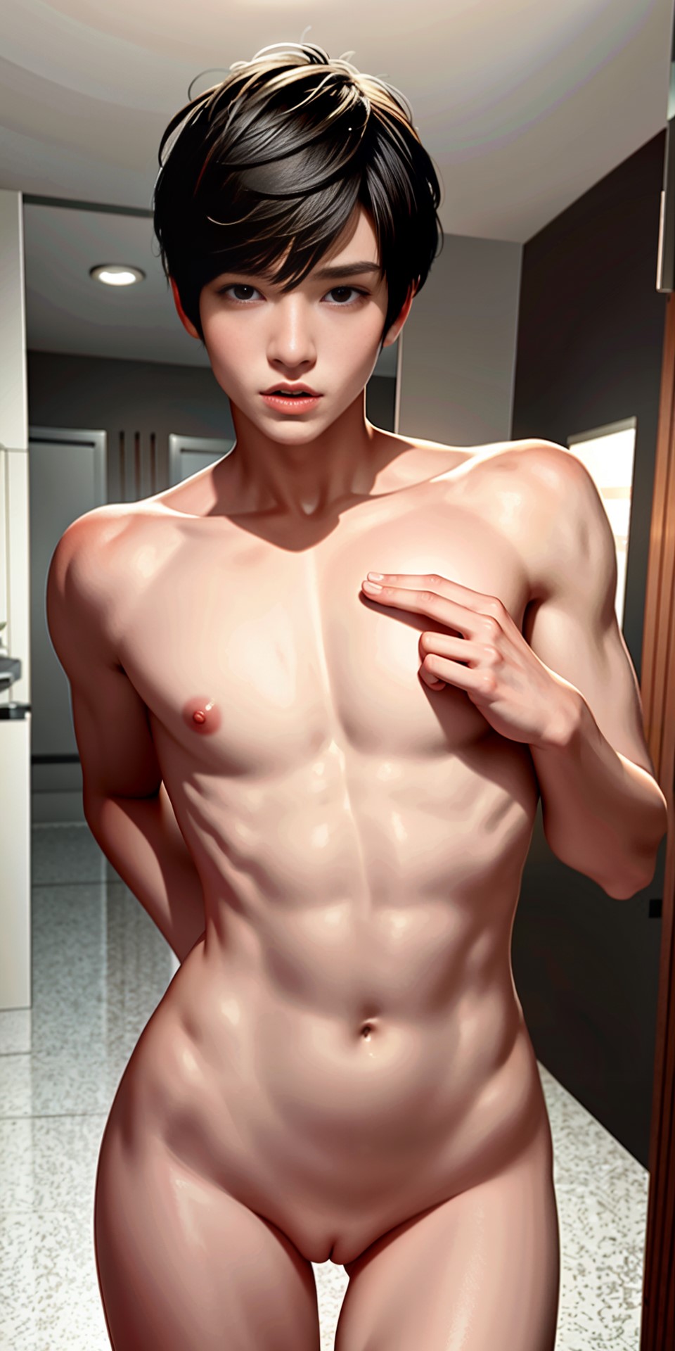 1cuntboy ai_generated bathroom black_hair cuntboy light-skinned_cuntboy light_skin melk pussy