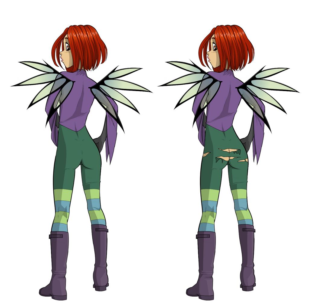 alpha_channel ass boots clothed fairy fairy_wings female nanotyrannus png red_hair standing tight_clothing torn_clothes transparent_background w.i.t.c.h. will_vandom wings