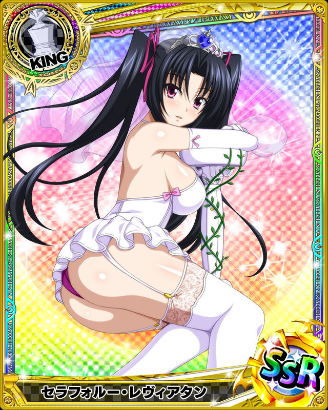 black hair, breasts, card (medium), female, high school dxd, large breasts, purple eyes, serafall leviathan, sideboob, twintails