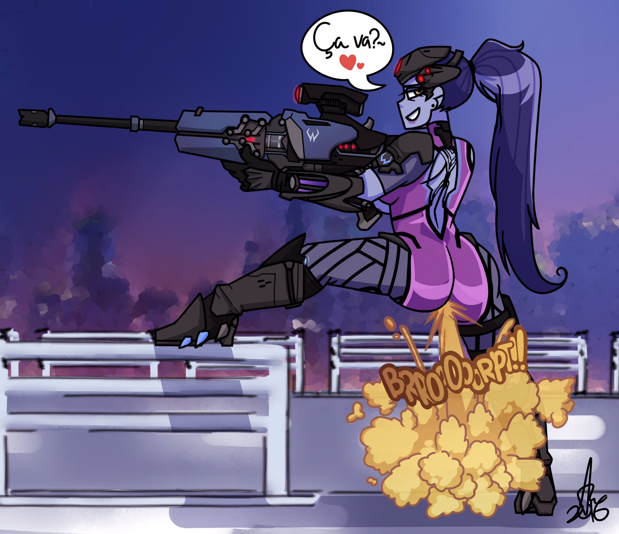blizzard entertainment, fart, fart cloud, fart fetish, female, oddtenn, overwatch, tagme, tenuousoddity, widowmaker