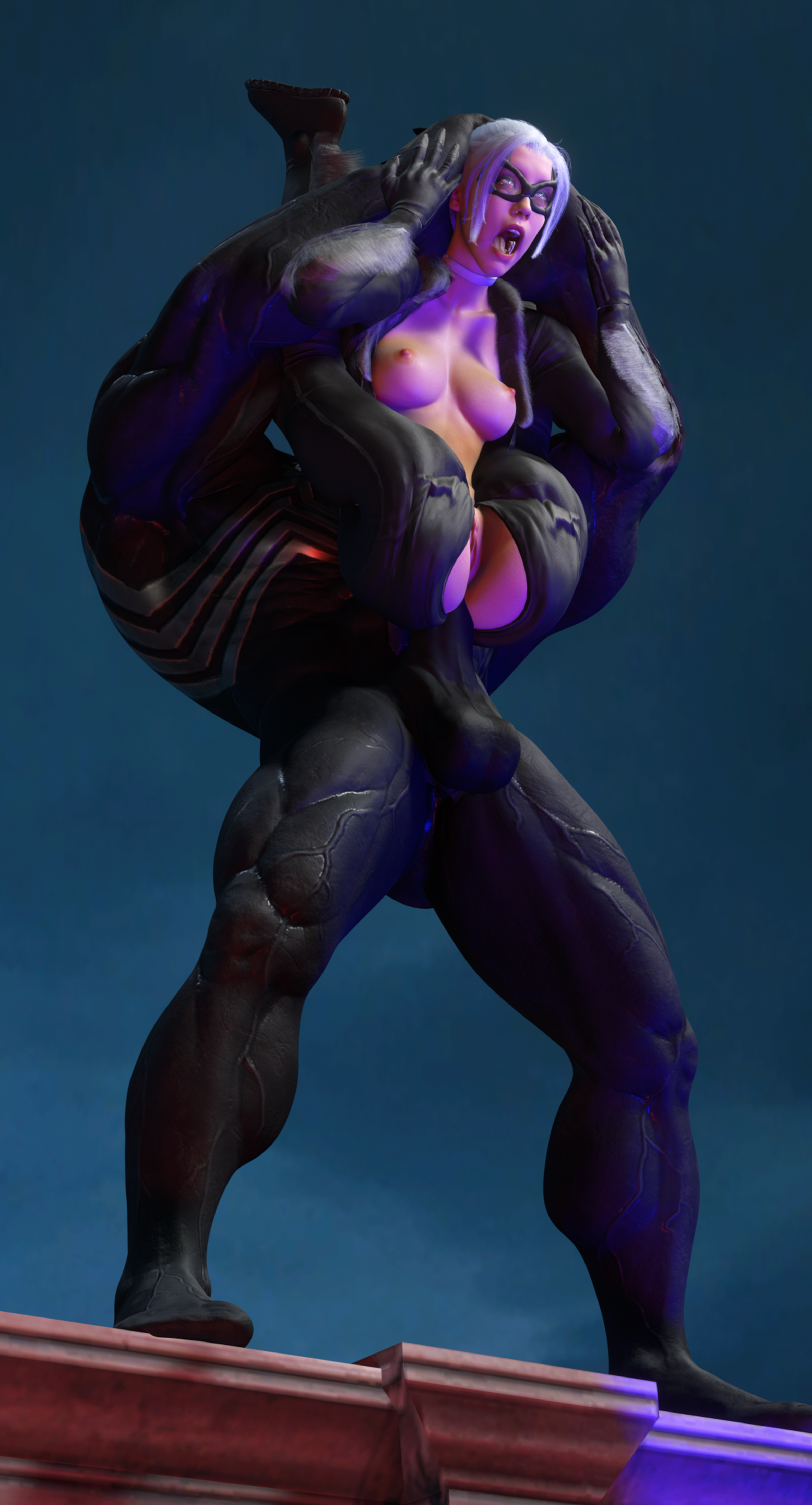 1boy, 1girls, 3d, abs, ahe gao, anal, big penis, black cat (insomniac), black cat (marvel), breasts, domination, elmeistro, exposed breasts, felicia hardy, female, forced, holding head, huge cock, human, human on humanoid, humanoid, interspecies, leather, legs behind head, light skin, light-skinned female, male, male/female, maledom, marvel, marvel comics, muscular, muscular male, penis, rape, rooftop, rough sex, sex, sex toy, spider-man (ps4), spider-man (series), straight, superhero, superheroine, symbiote, tight clothing, venom (marvel), white hair