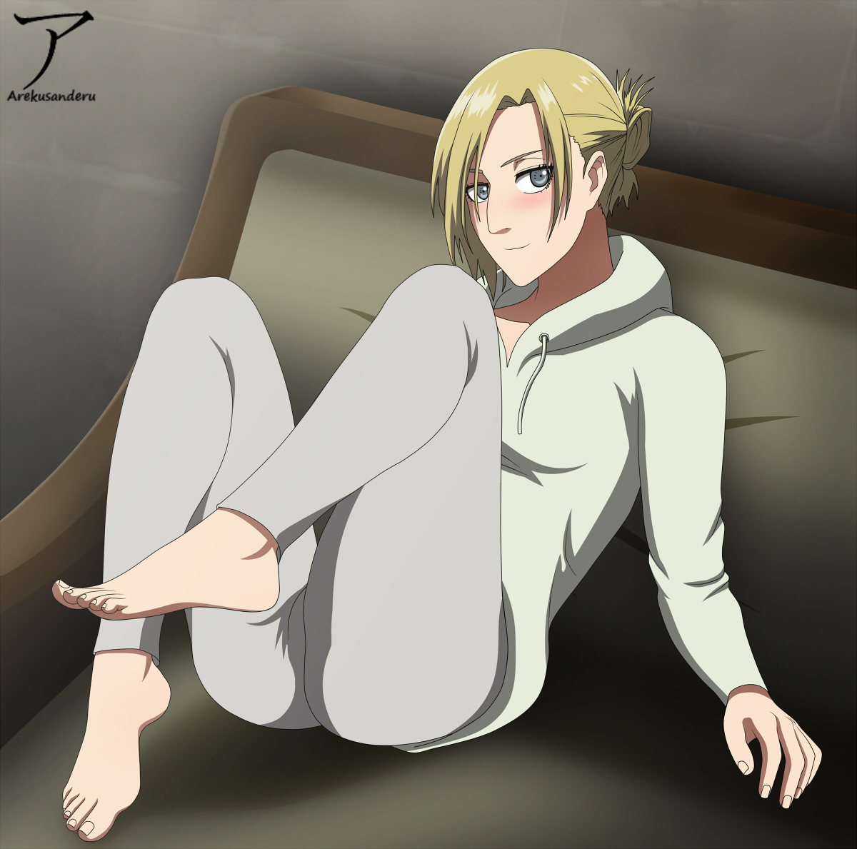 annie leonhardt, arekusanderu, attack on titan, blonde hair, blue eyes, female, seductive look, shingeki no kyojin
