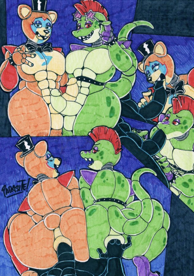 alligator, anal, anal fingering, anal sex, animatronic, ass, ass to ass, balls, bear, big ass, big butt, blowjob, boner, erection, femboy, feminine male, five nights at freddy's, five nights at freddy's: security breach, gay, girly, glamrock freddy (fnaf), male, male only, male/male, montgomery gator (fnaf), nude, parasitedeath, penis, wide hips