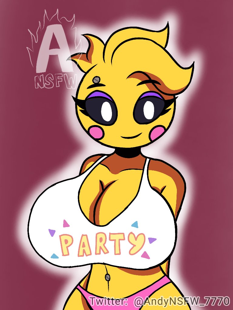 andynsfw_7770 animatronic big_breasts chicken five_nights_at_freddy's five_nights_at_freddy's_2 robot toy_chica_(eroticphobia) toy_chica_(fnaf)