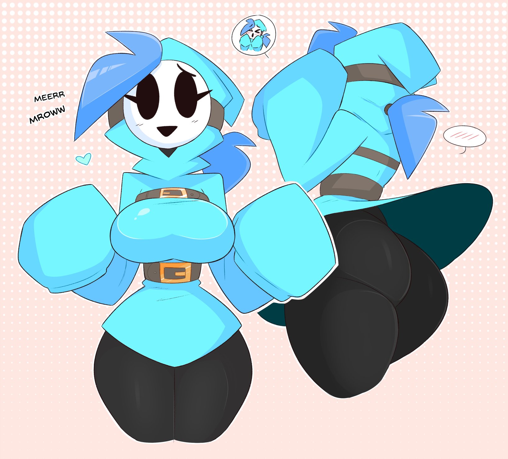 1girls, ass, big ass, big breasts, big butt, bimbo, blue hair, breasts, clothed, clothed female, cute, female, female focus, female only, fully clothed, hailey (kilinah), hourglass figure, humanoid, kilinah, mario (series), nintendo, original, original character, shy gal, solo, solo female, solo focus, tagme, video games, wide hips