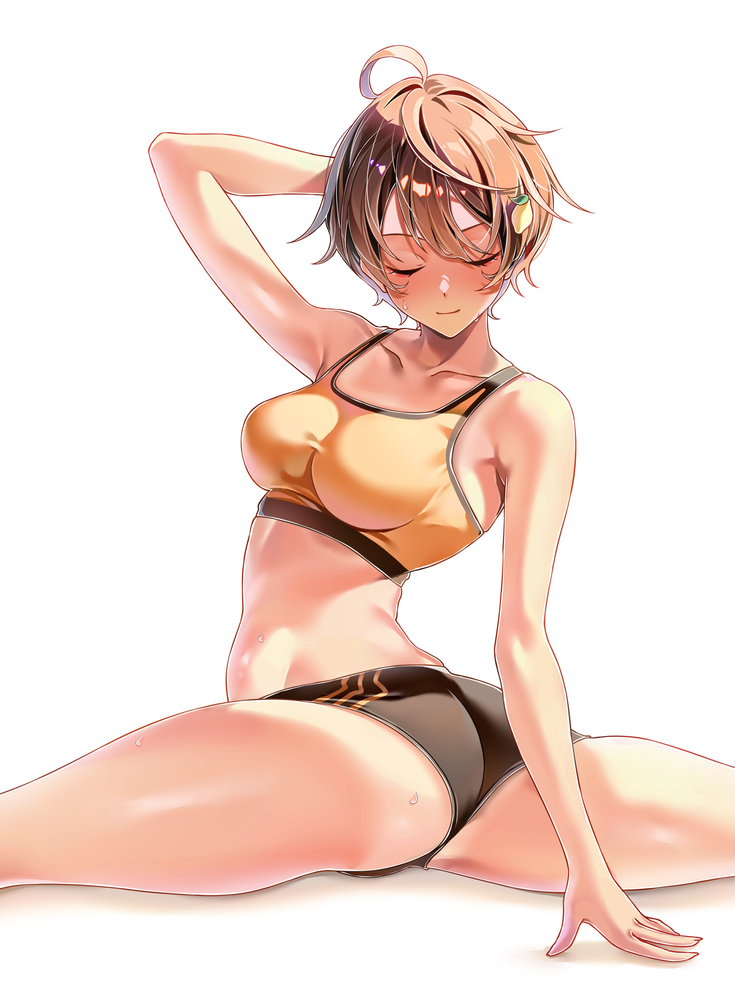 athletic female, female, machulanko, make heroine ga oo sugiru!, short hair, short shorts, splits, tomboy, yakishio lemon