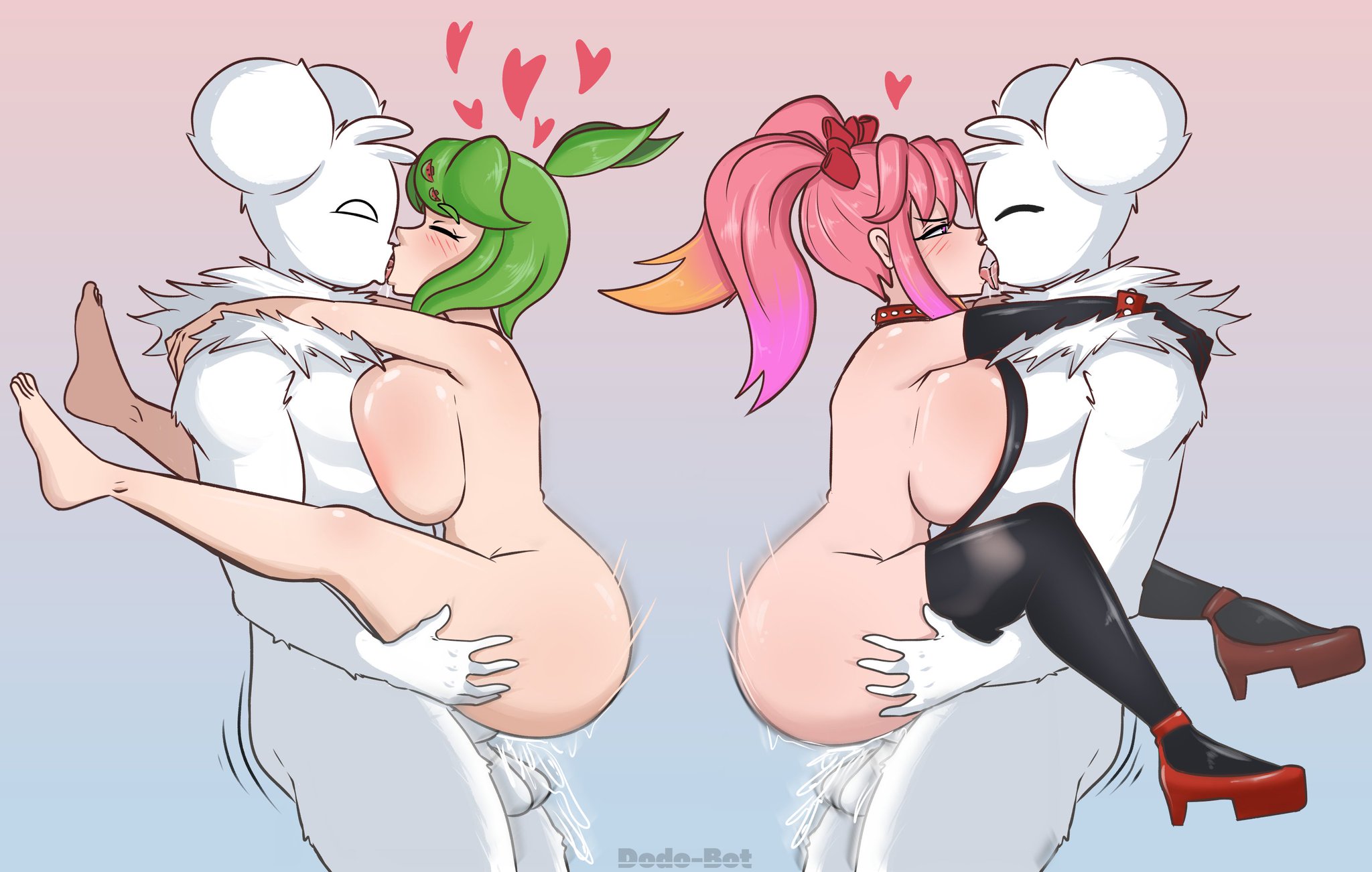 2girls, big ass, big breasts, breasts, busty female, cum, cum in pussy, cum inside, dodo-bot, dominant male, female, kissing, leggings, making out, male, melony melone, pussy, rough sex, saiko bichitaru (smg4), sex positions, smg4, smg4 art, swol bean, thick ass, tongue kiss, vaginal penetration