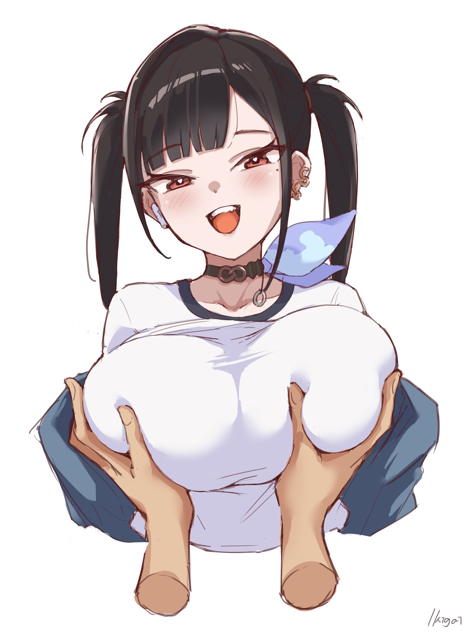 big breasts, breasts, female, fondling breast, goddess of victory: nikke, ikigai, sora (nikke)