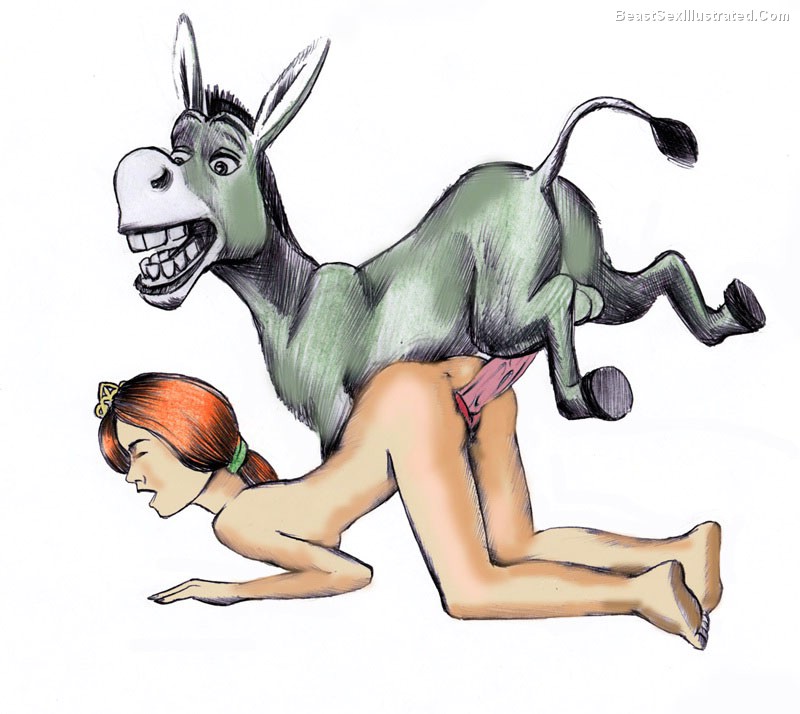 beastsexillustrated bestiality donkey donkey_(shrek) dreamworks equine female from_behind fur human human_fiona male mammal mounting orange_hair penis princess_fiona princess_fiona_(human) pussy shrek_(film) shrek_(series) straight zoophilia