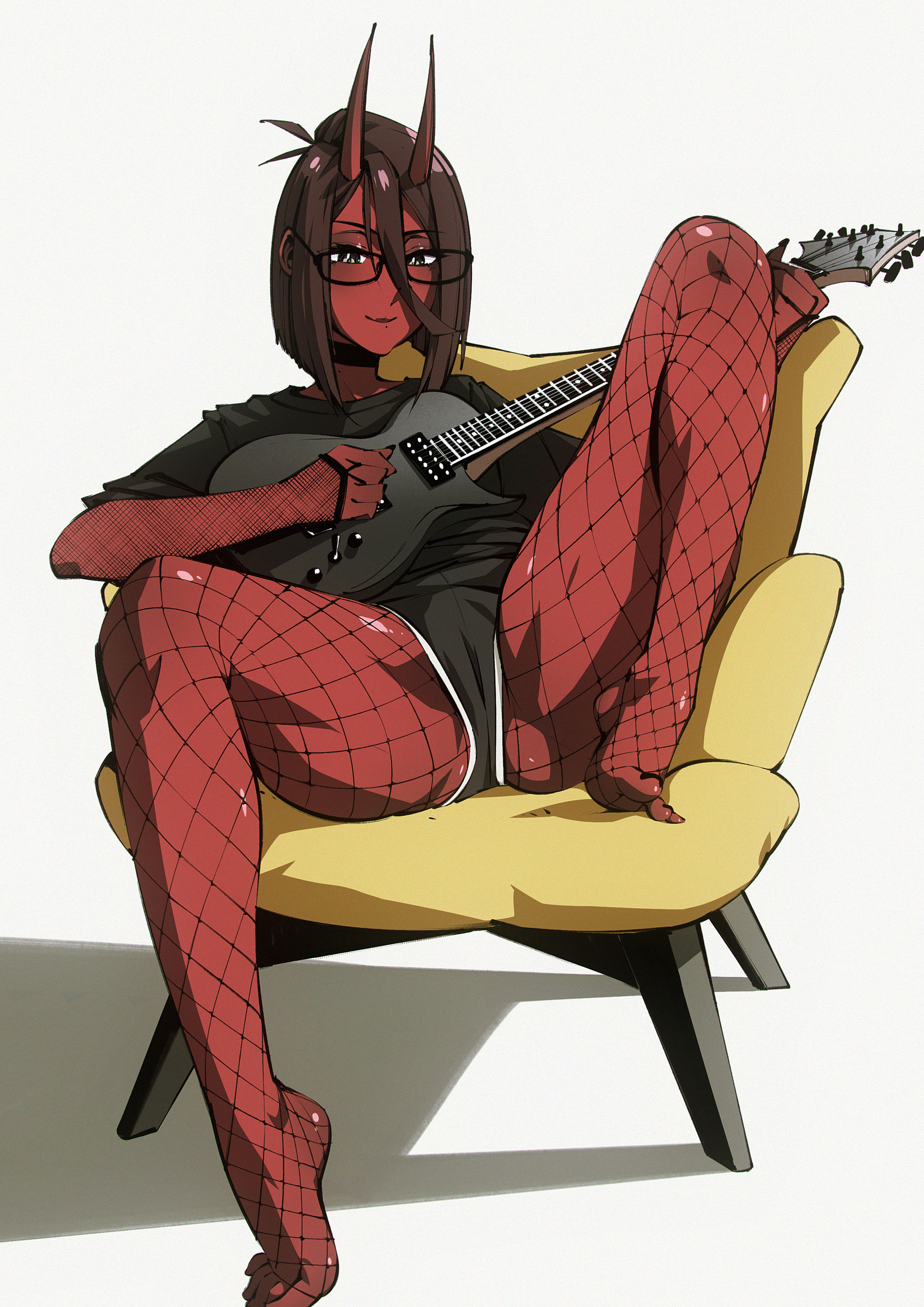 ambiguous gender, feet, female, flou, flou (character), oni, oni female, oni girl, oni horns, original, original character, tagme