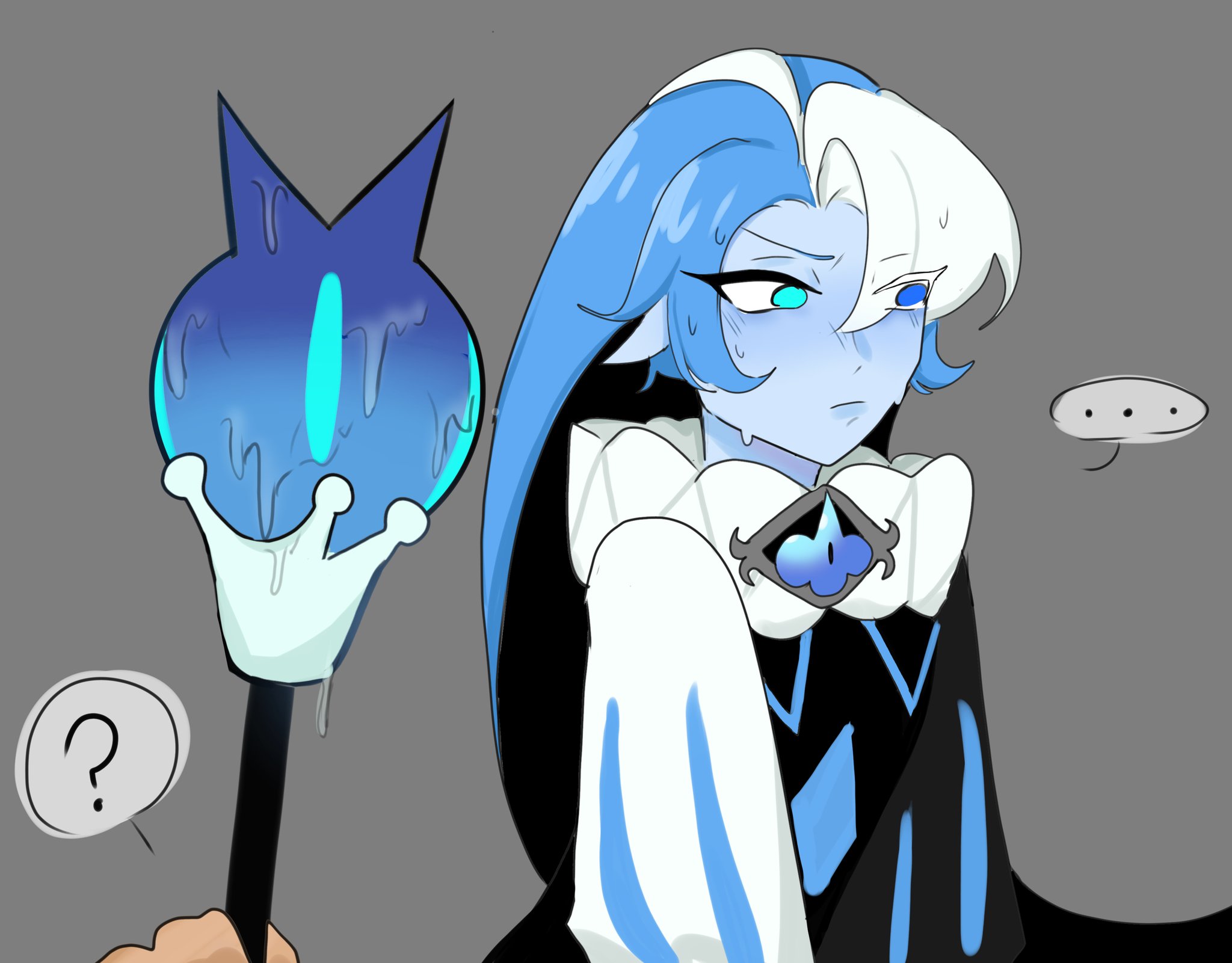 blue skin, cookie run, cookie run kingdom, pure vanilla cookie, shadow milk cookie, solo, tagme, zilvazy