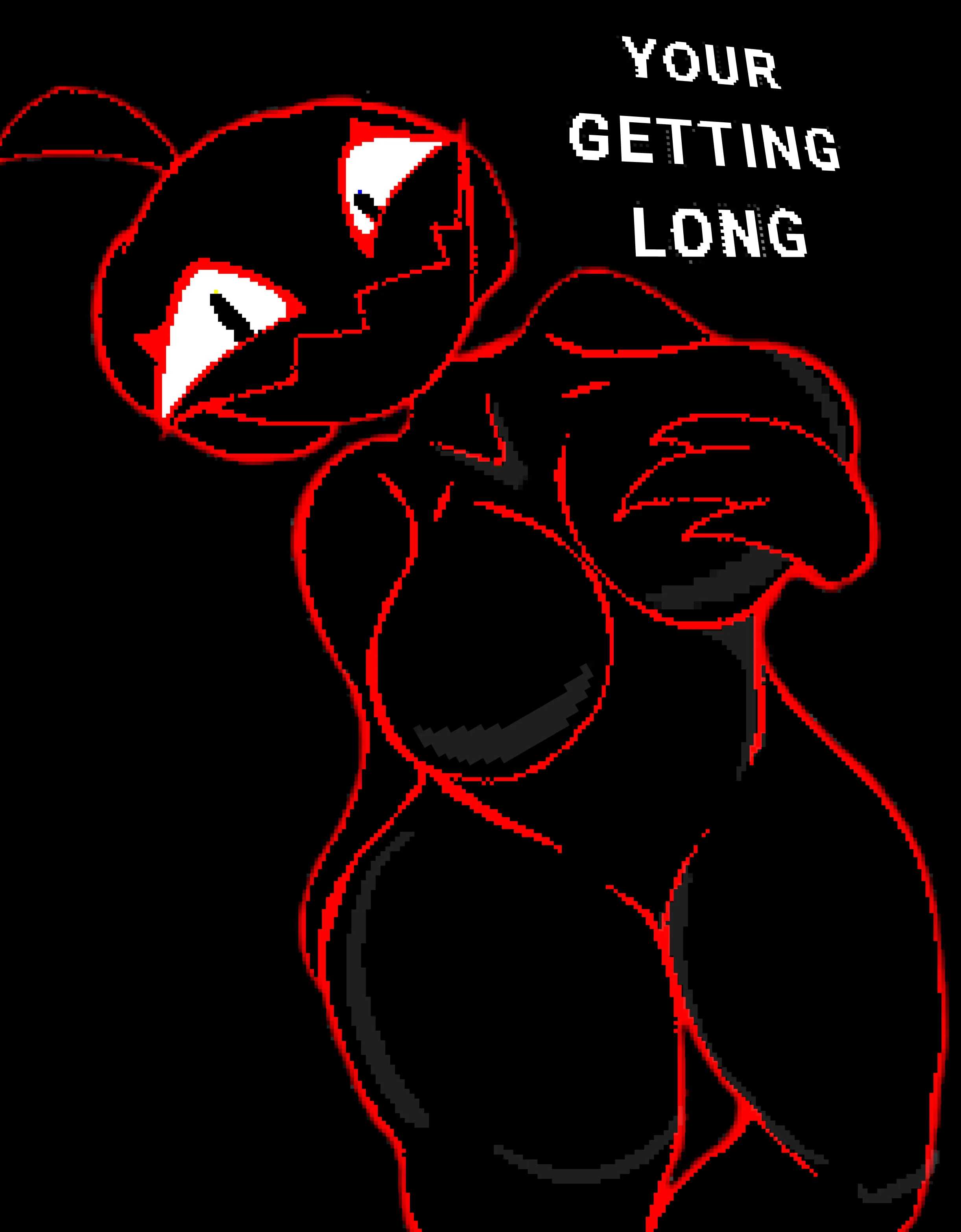 big ass, big breasts, black background, breasts, deltarune, deltarune chapter 4, female, hand on breast, jackenstein's pumpkin, large ass, large breasts, meme, meme reference, pumpkin, pumpkin head, red outline, rule 63, rule63, smile, text, toby fox, wide hips, your taking too long