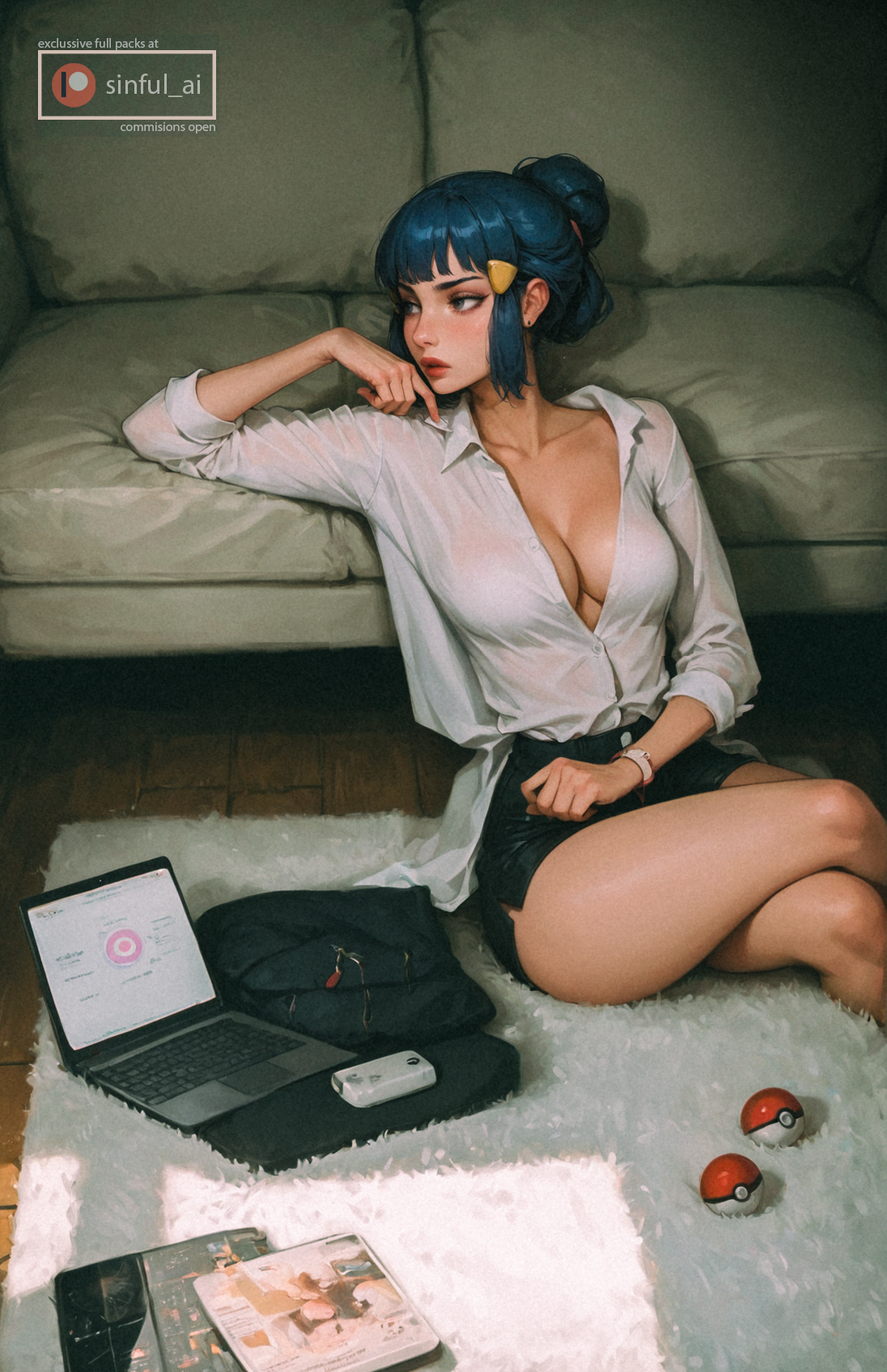 1girls, ai, ai assisted, ai generated, aisinful, ass, big breasts, blue eyes, breasts, dawn (pokemon), female, female only, hi res, medium breasts, pokemon, solo, thick thighs, thighs, wide hips