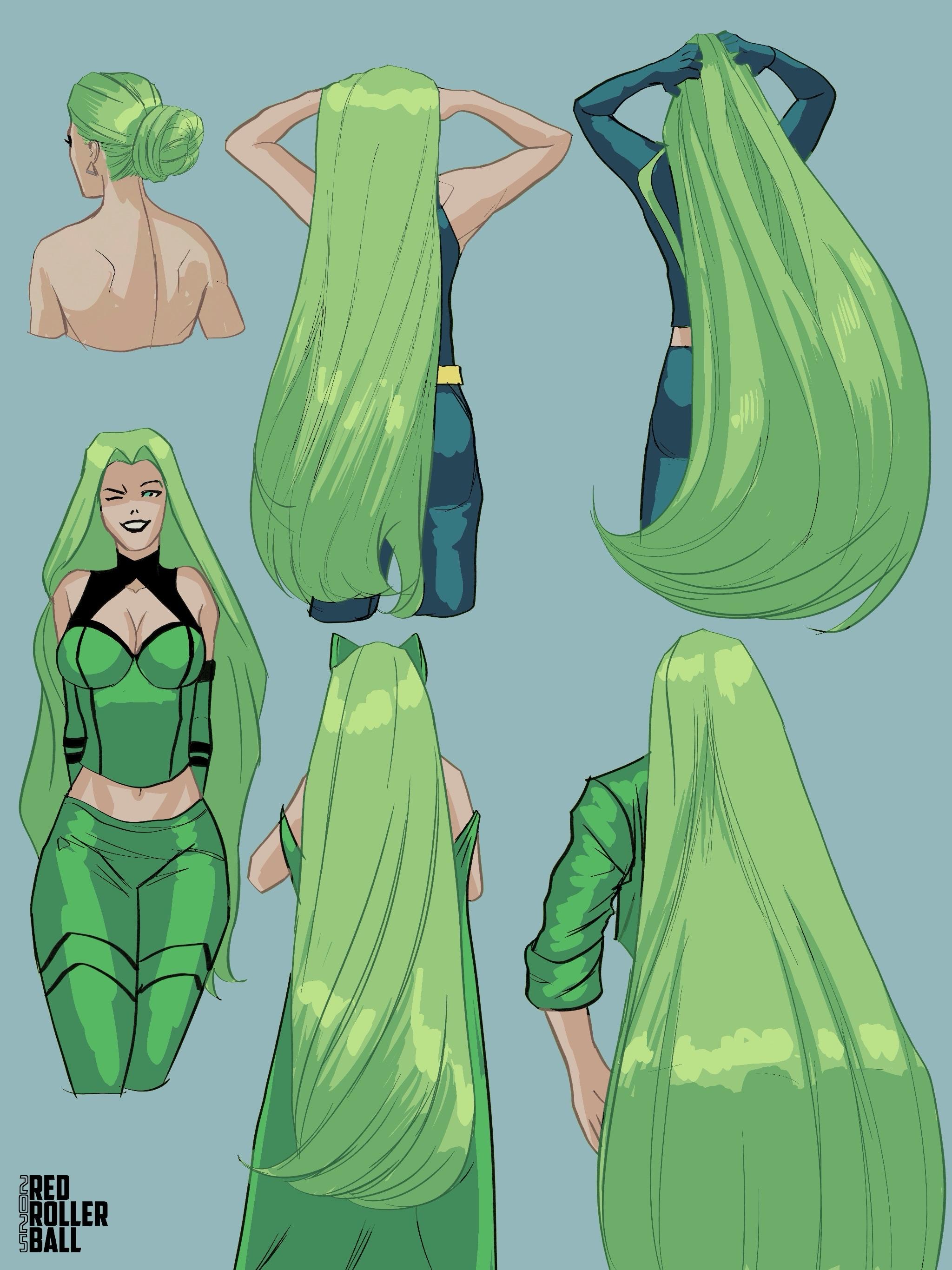 1girls, female, green hair, hair fetish, lorna dane, marvel, marvel comics, polaris (x-men), redrollerball, solo, straight hair, tagme, very long hair, x-men