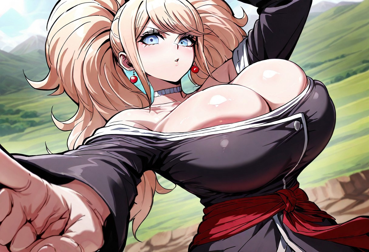 1girls, ai generated, anime, anime girl, blonde female, blonde hair, blonde-haired female, blue eyes, blue-eyed female, breasts, breasts bigger than head, choker, civitai lora, cleavage, cleavage overflow, close up, crossover, crossover clothes, crossover cosplay, danganronpa, danganronpa 1, danganronpa: trigger happy havoc, dragon ball, dragon ball z, enoshima junko, female, female focus, female only, huge breasts, human, human focus, human only, illustrious (stable diffusion), junko enoshima, massive breasts, more at source, potara, potara earrings, red earrings, red potara earrings, sash, self upload, shonen jump, shounen jump, solo, solo female, solo focus, source, spike chunsoft, supreme kai, tagme, toei animation, weekly shonen jump