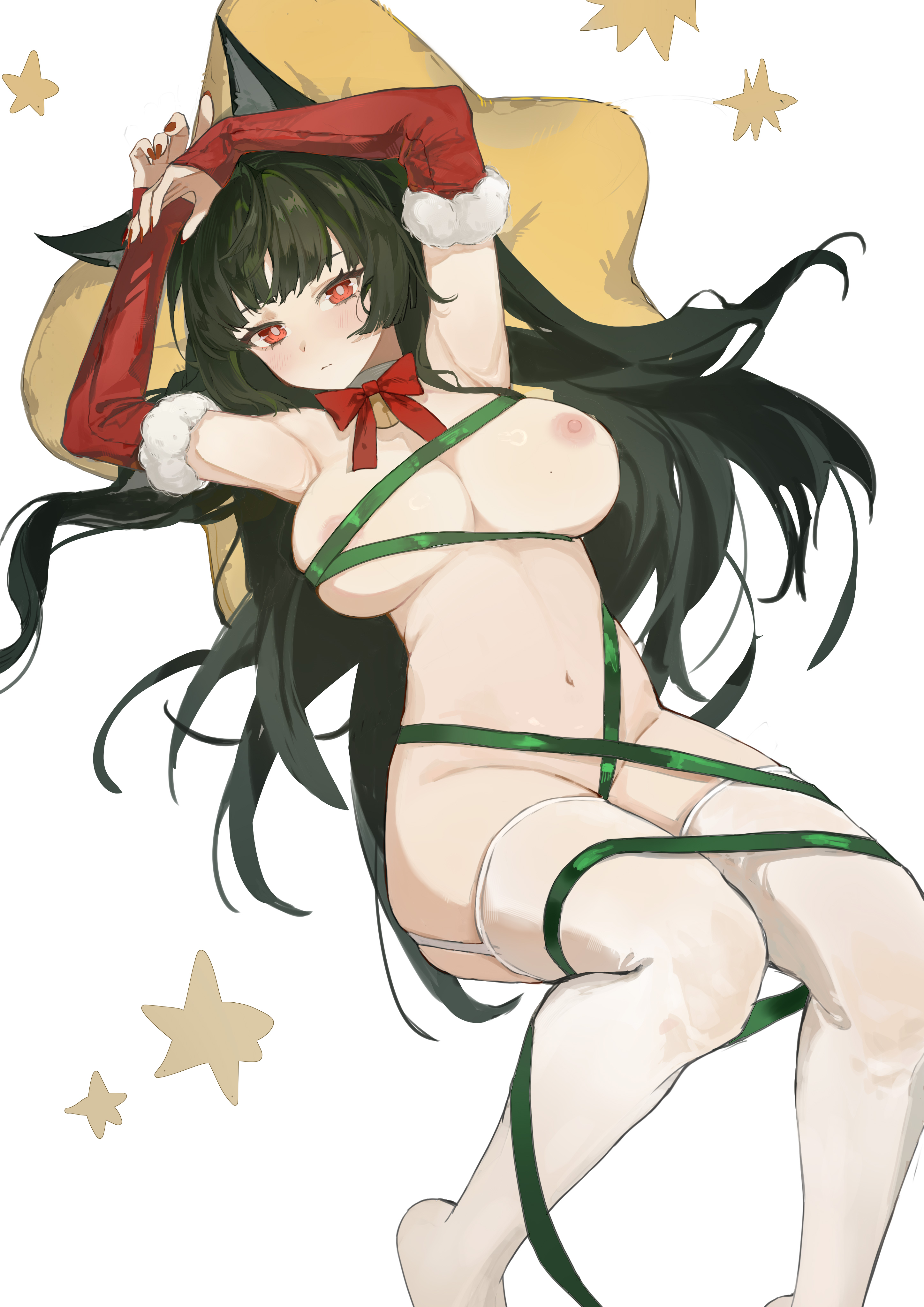 areolae, breasts, female, functionally nude, hoshimi miyabi, mahoshojiu, one breast out, wrappings, zenless zone zero