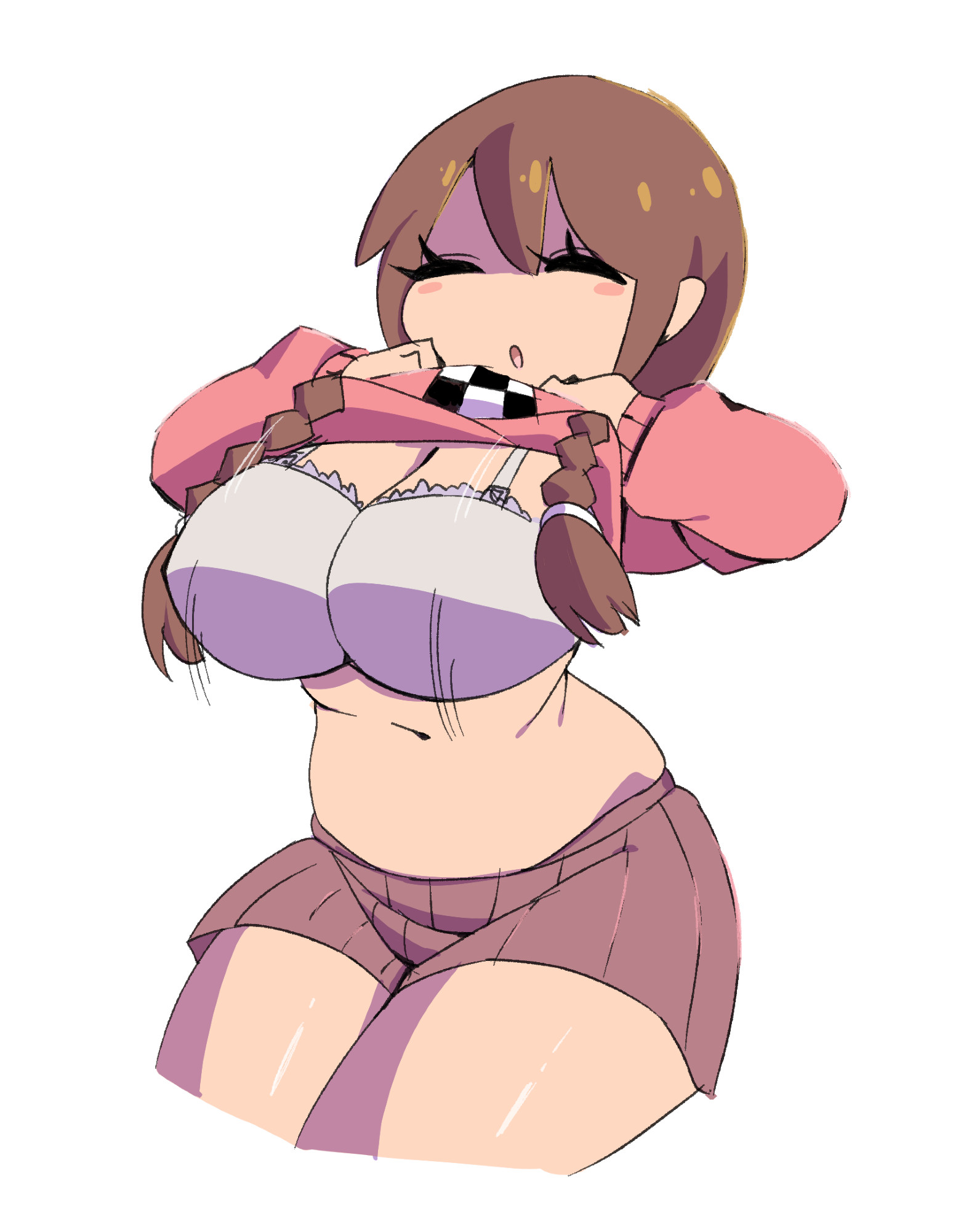 ass, big breasts, big thighs, breasts, chubby, chubby female, cute, female, madotsuki, ruw ruler, shirt lift, skirt, sweater, thick thighs, thighs, twintails, yume nikki
