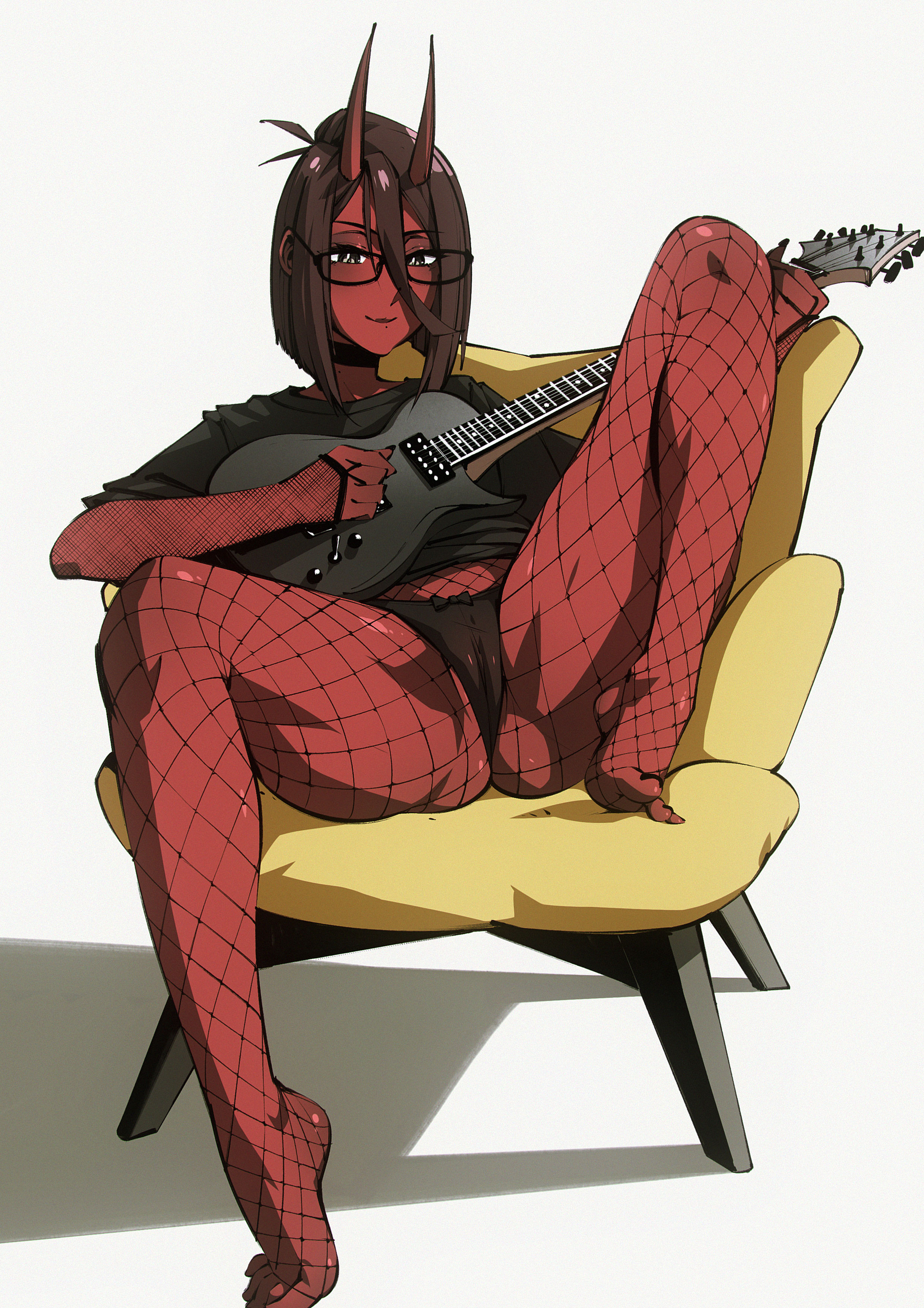 ambiguous gender, feet, female, flou, flou (character), oni, oni female, oni girl, oni horns, original, original character, tagme