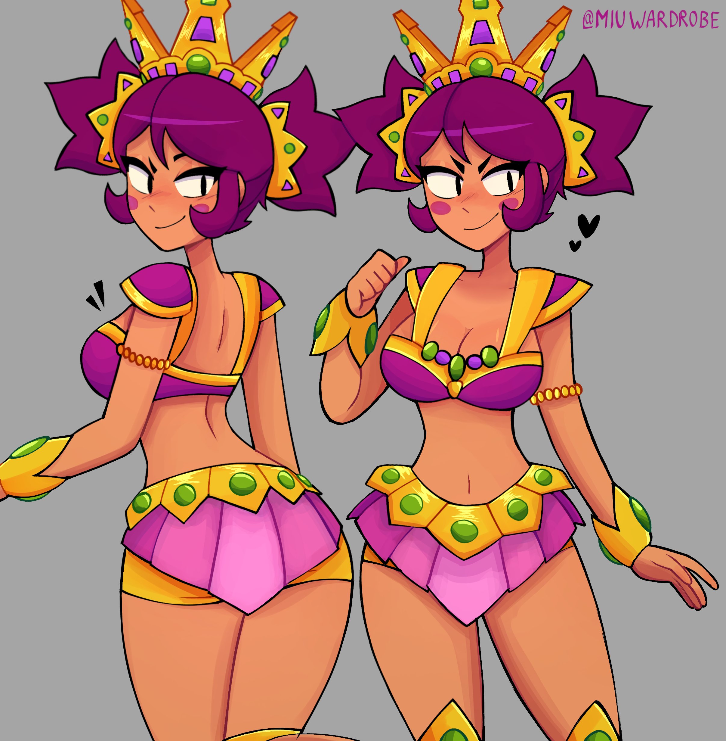 brawl stars, breasts, carnaval mandy (brawl stars), female, female only, half-dressed, mandy (brawl stars), miuwardrobe, purple hair, smile