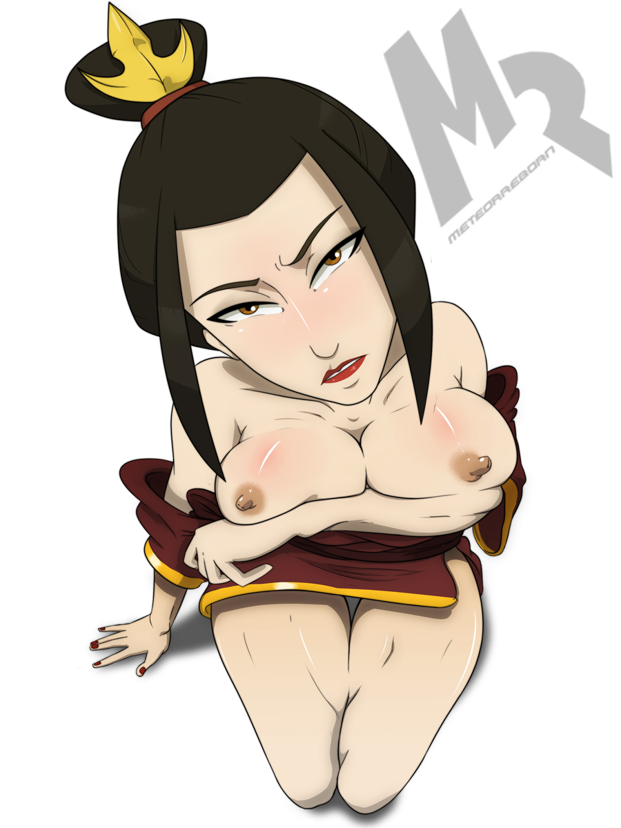 1girls above_view asian avatar_the_last_airbender azula black_hair breast_grab breasts clothing eye_contact female fire_nation head_tilt imminent_oral kneeling large_breasts lipstick looking_at_viewer meteorreb0rn nail_polish nickelodeon nipples oral petite pov presenting_breasts red_lipstick red_nails seductive_eyes seductive_look slim solo teenager white_background yelashes yellow_eyes