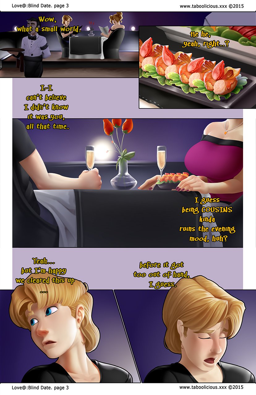 1boy 1boy1girl 1girls 2015 adam_villard big_breasts blonde_hair breasts busty comic comic_page cousins food huge_breasts incest karen_villard large_breasts original straight taboolicious texting